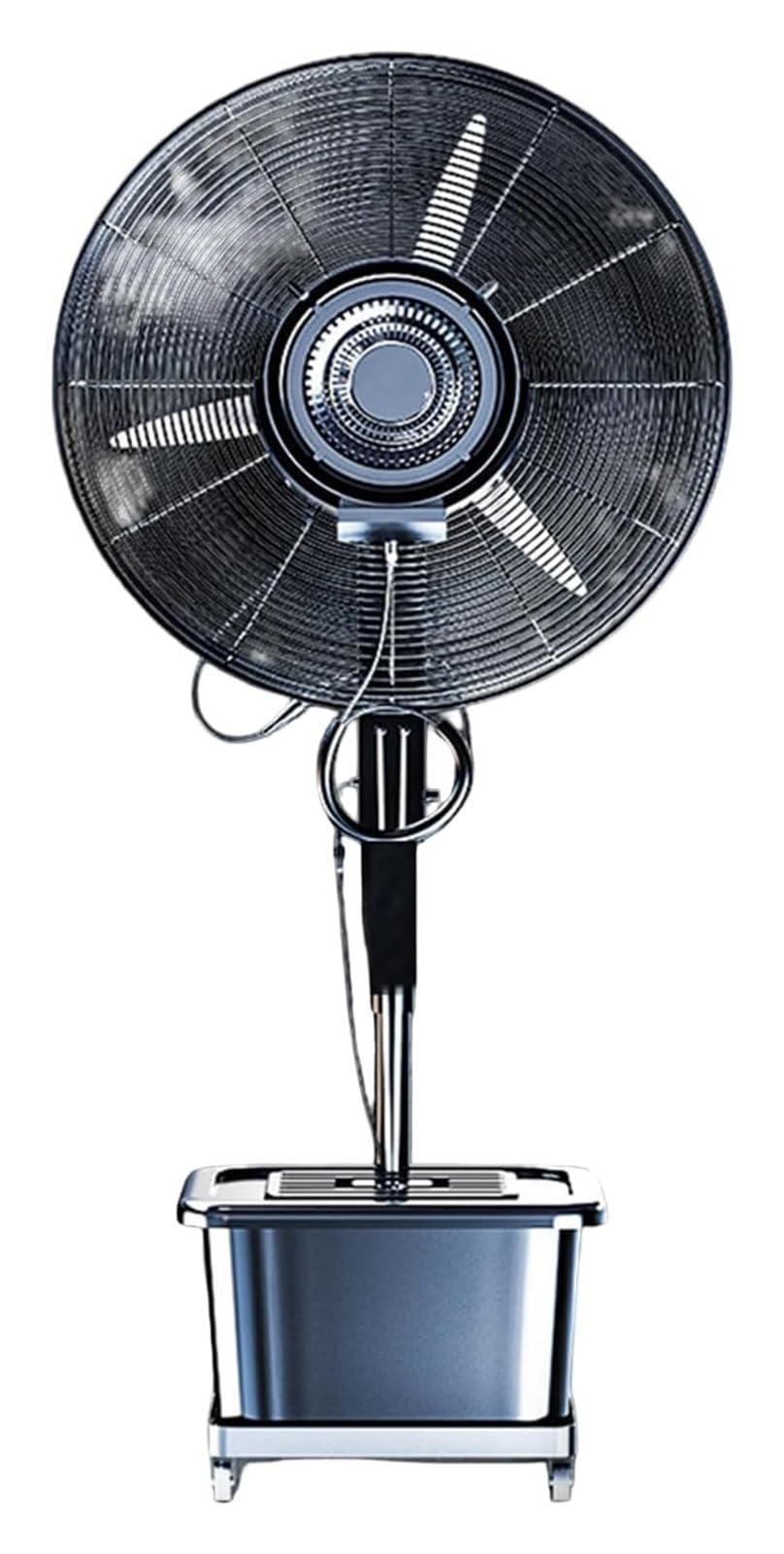 Ventilador de nebulización con 3 ajustes de velocidad, tanque de 42 L, oscilación de 120 grados, altura ajustable de 71 a 81 cm, ideal para uso en exteriores e interiores