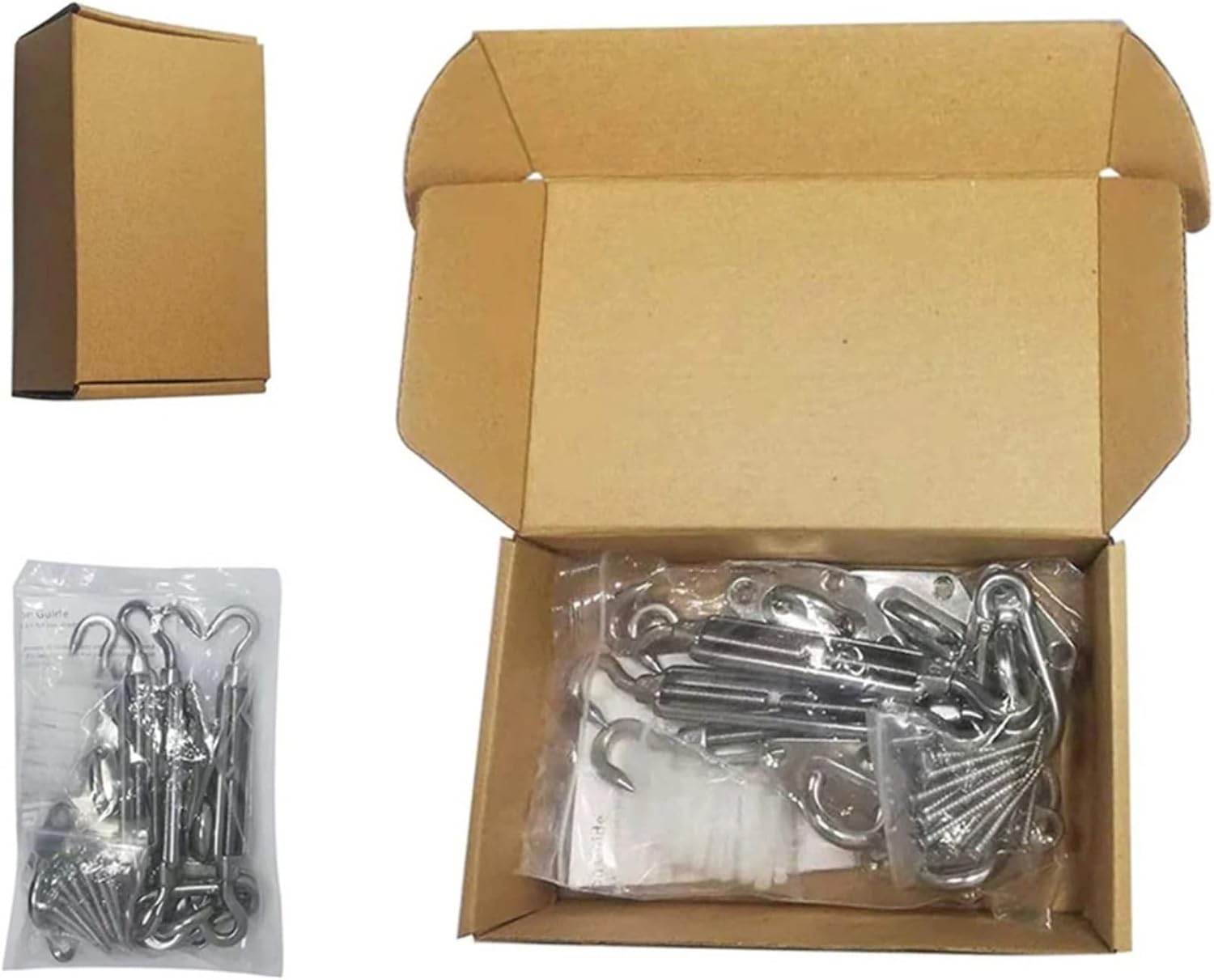 Sun Shade Sail Canopy Fixing Accessories Stainless Steel Hardware Kit Turnbuckle Pad Eye Carabiner Clip Hook Screws Accessories