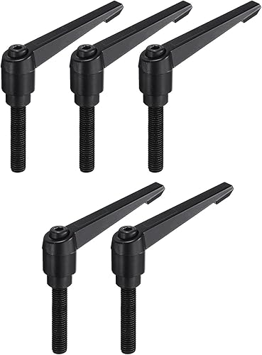 Miniatura 104 de uxcell 5 piezas de manija de palanca de sujeción ajustable M8 x 0.630 in óxido negro métrico acero al carbono macho roscado perillas de mano