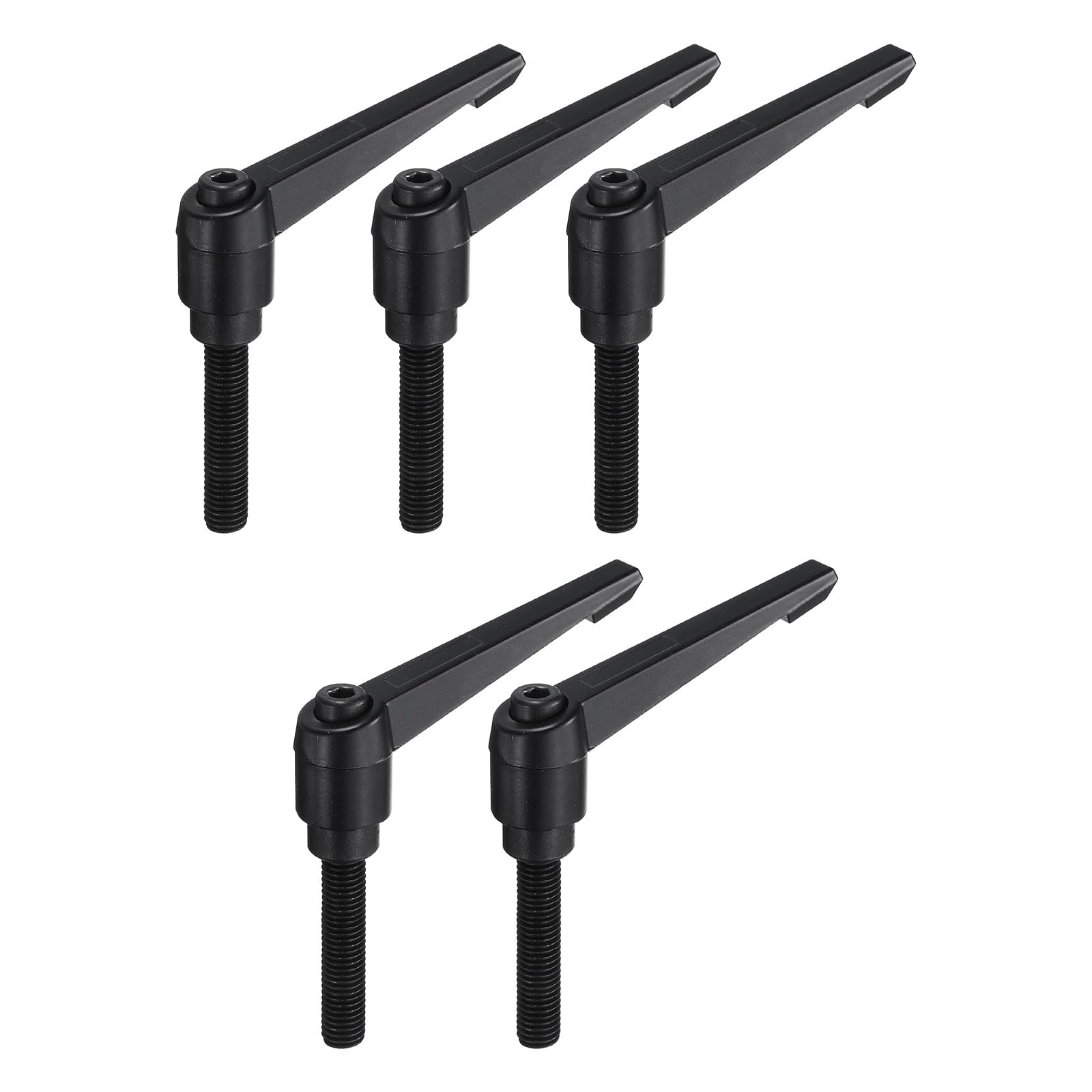 uxcell 5pcs Adjustable Clamping Lever Handle M10 x 50mm Metric Black Oxide Carbon Steel Male Threaded Stud Hand Knobs Ratchet Rotating Screw Handles Bolts with Locking Lever Black