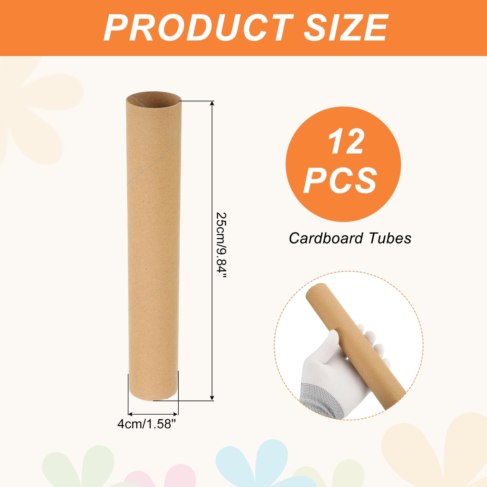 QUARKZMAN 12 Pack Tubes En Carton Pour Bricolage, Rouleaux De Papier Toilette En Carton Ondule Pour Peinture, Dessin, Fournitures Artistiques, Projets DIY, 9.84x1.58 Pouces, Marron