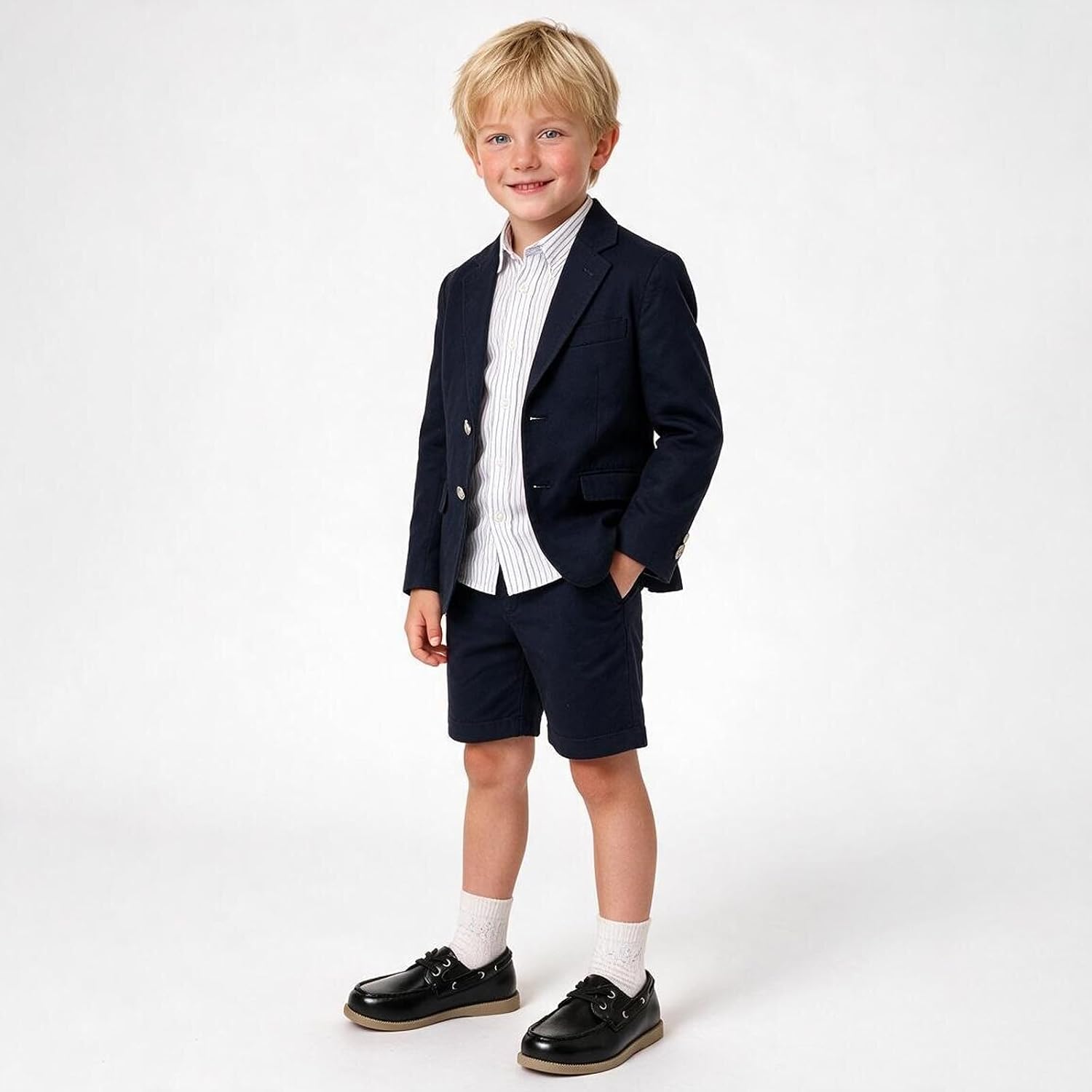 DADAWEN Boys Girls Suit Shoes with 2 Hole Laces Oxfords School Loafers 2-28 EU Black