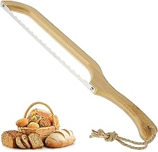 Bread Knife, Serrated Bread Knife 15.7 inch, Wooden Handle Bread Cutter Sourdough Cutter, Fiddle Bow Design Easy to Cutting, for Homemade Bagels, Bread, Baguettes, Baguettes and More