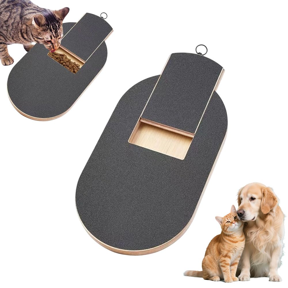 NKFBEV Dog Scratch Pad, Wooden Dog Scratch Board with Built-in Snack Box, Puppy Nail Grinding Pad, Dog Nail File Board, Cat Nail File Scratcher, Dog Nail Scratch Board File for Dogs Cats Nail Care