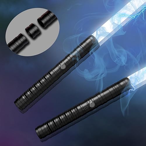 Miniatura 7 de Sables de luz de metal con empuñadura de metal RGB, 14 colores, sonido FX, hoja doble, espada recargable para adultos y niños, cumpleaños, cosplay