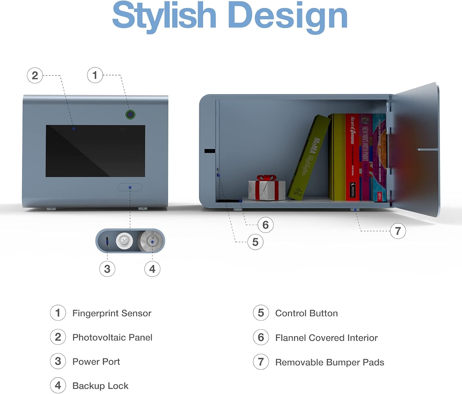 MERCURY Mini Biometric Safe with Keyless Fingerprint Lock for Home Office - Laptop Handguns Jewelry ID Documents - Blue 0.75 Cubic Feet, 8.7 x 15.4 x 11.0 Inches : Everything Else