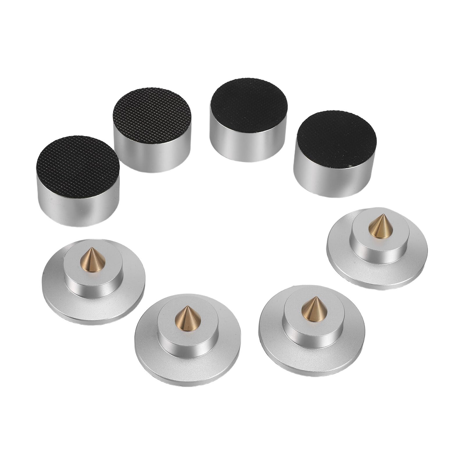 Piedini Isolanti per Altoparlanti Hifi 4 Pezzi in Lega di Alluminio Argento Funzione Antivibrazione per Studi e Lettori CD