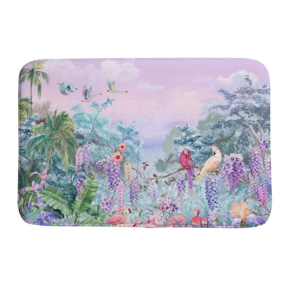 Tapis de bain tropical CHEHONG absorbant en velours corail à mémoire de forme 36x61 cm