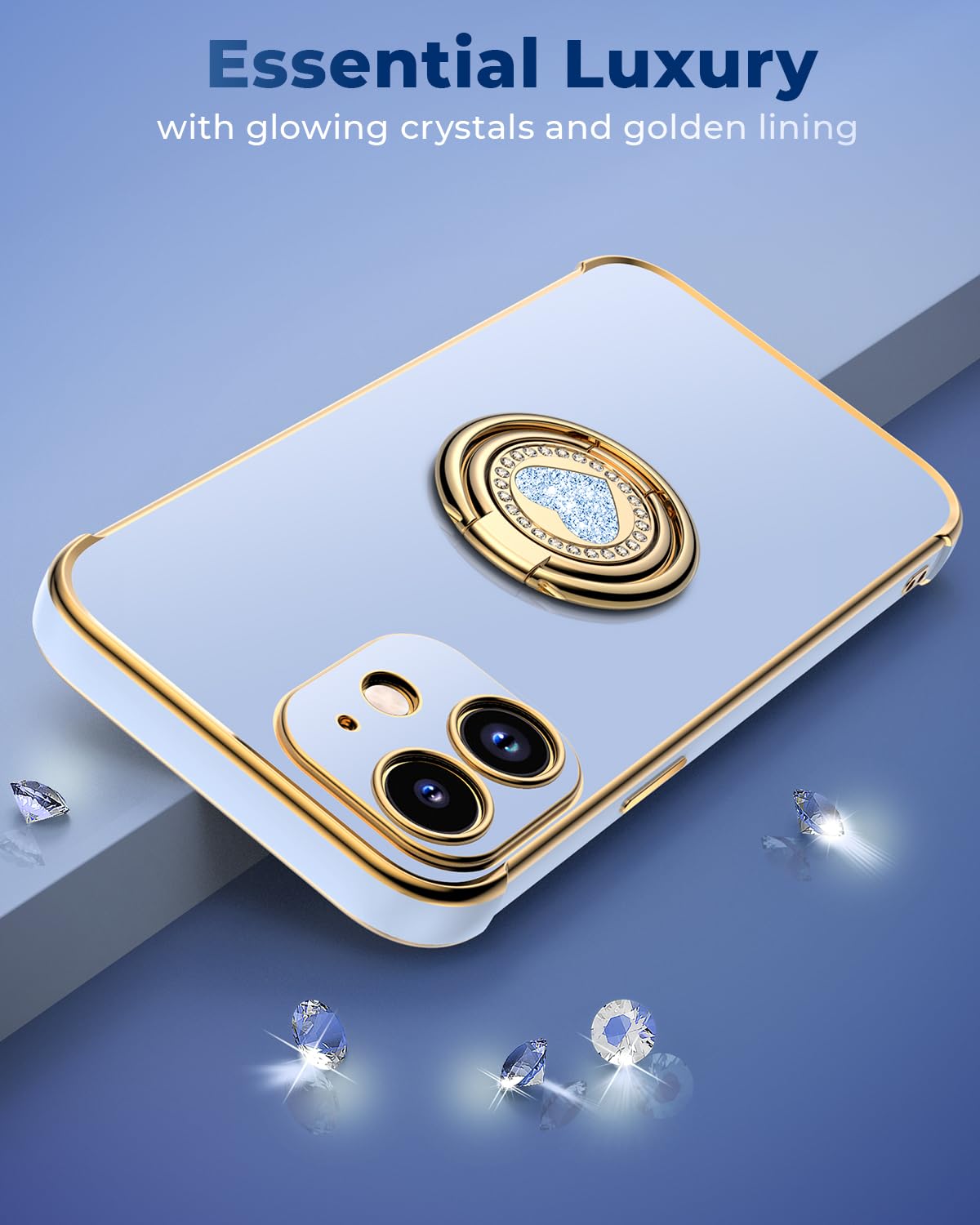 XYZ for iPhone 11 Case with Stand, Phone Case with Double Ring