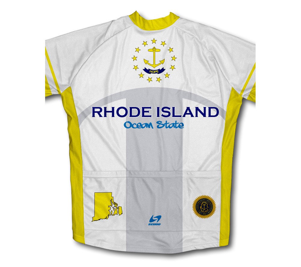ScudoPro Rhode Island Flag Long Sleeve Cycling Jersey for Men - Size 4XL