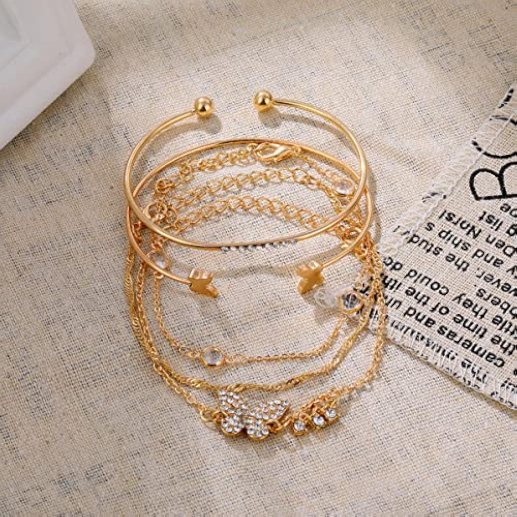 Butterfly Inspired Stackable Bracelet Set, 5pcs