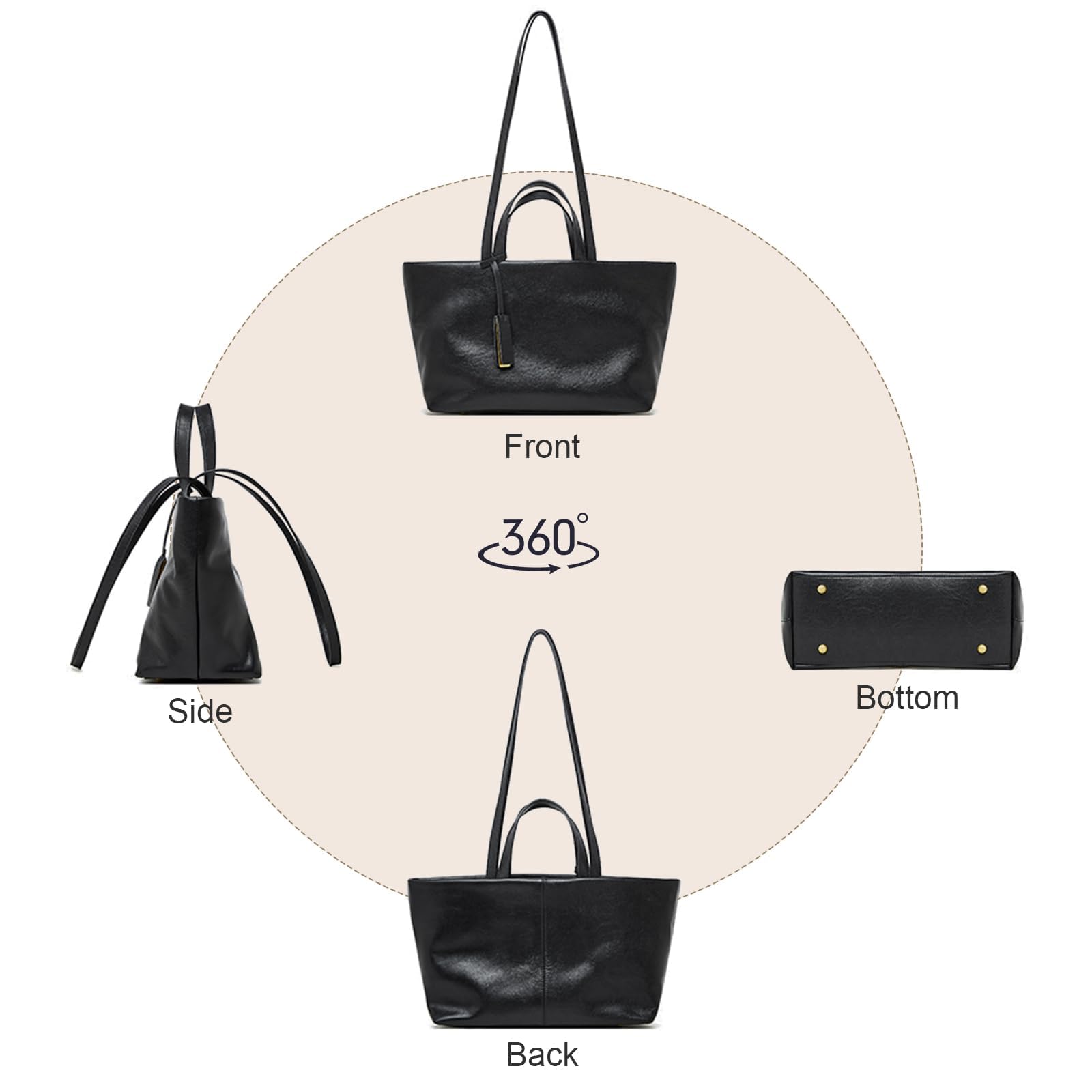 Bolso de mano de piel auténtica para mujer: espacioso y versátil con asas dobles y correa de hombro desmontable, ideal para el trabajo, la escuela y los viajes (marrón)