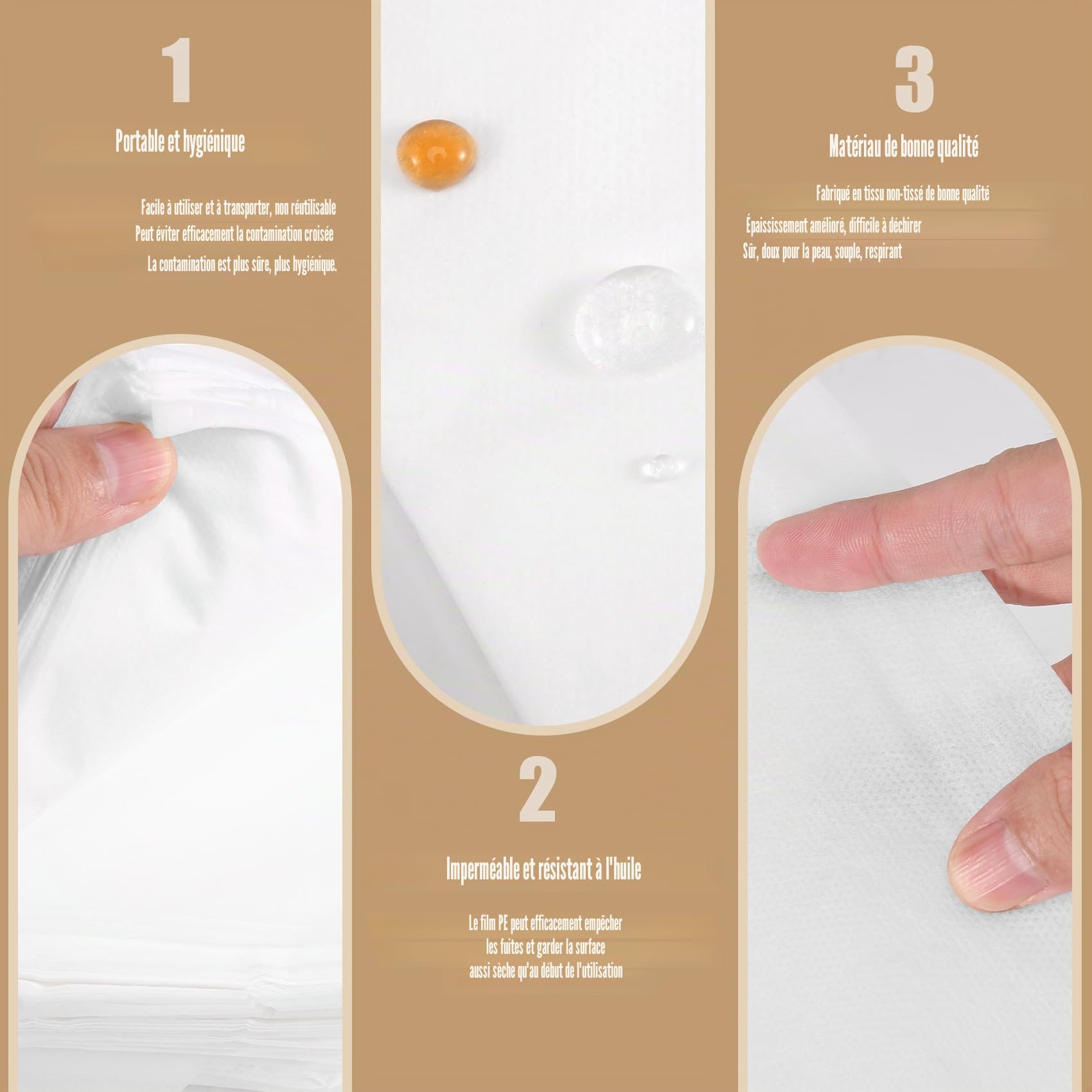 Lot de 100 nappes jetables avec trou pour le visage, pour massage en institut de beauté, spa, table de massage, table de lit, drap de protection avec trou