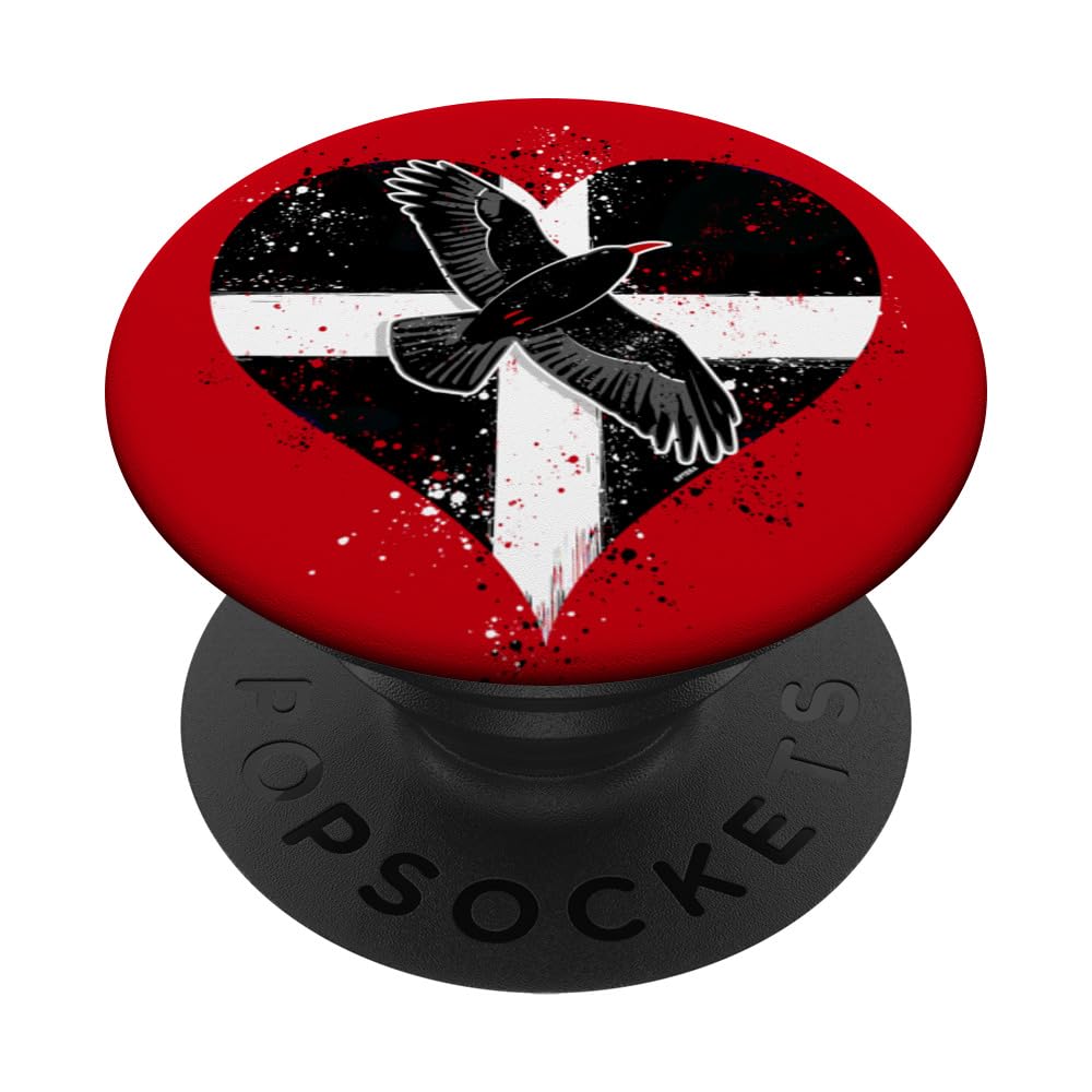 Cornish Chough on Cornish Flag Cornwall Kernow Love Birds PopSockets Standard PopGrip