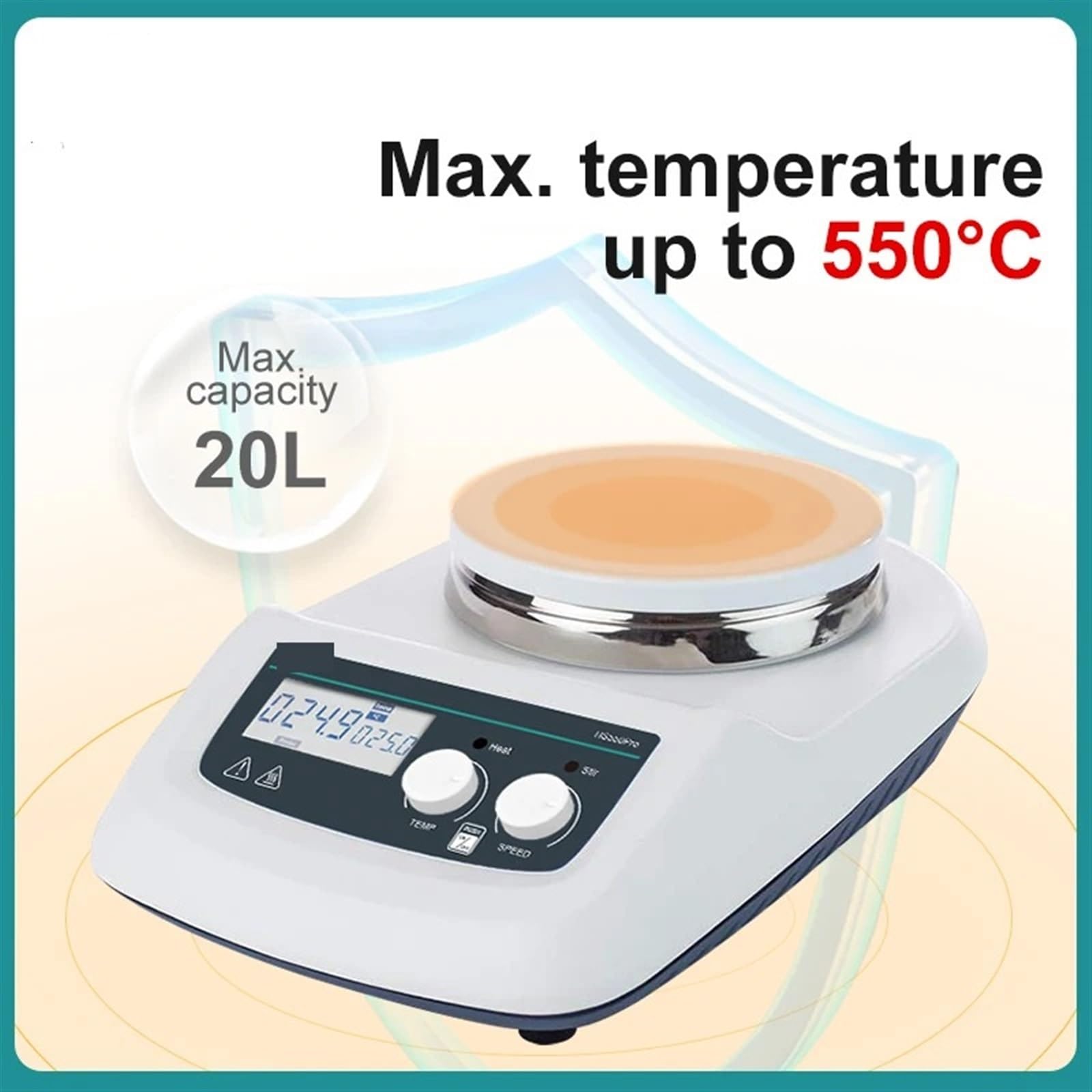 Miniaturowy mieszadło wirowe, Mieszadło Magnetyczne Termostatyczne Z Laboratoryjną Płytą Grzejną Wyświetlaczem Cyfrowym,do laboratorium(HS550Pro(20L LCD))