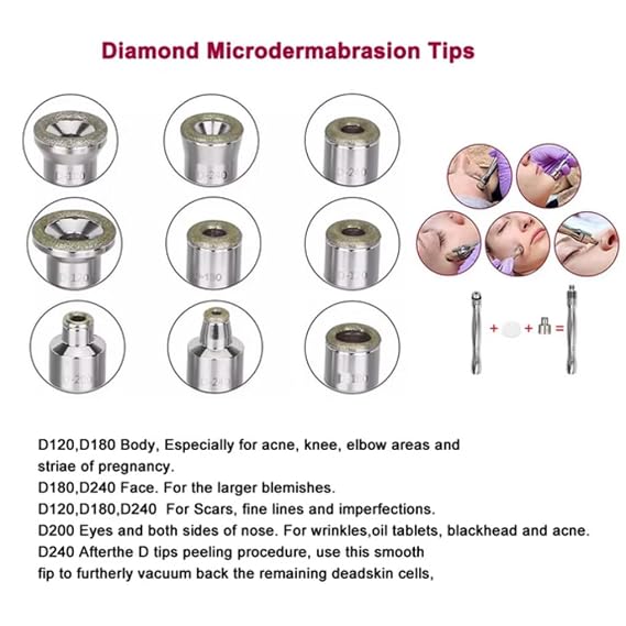 Diamond Microdermabrasion Machine,3 in 1 Demabrasion Facial Peeling with Vacuum Glass Tube Spray Bottle Skin Care Device for Salon Personal Home Use