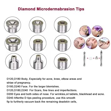 Diamond Microdermabrasion Machine,3 in 1 Demabrasion Facial Peeling with Vacuum Glass Tube Spray Bottle Skin Care Device for Salon Personal Home Use