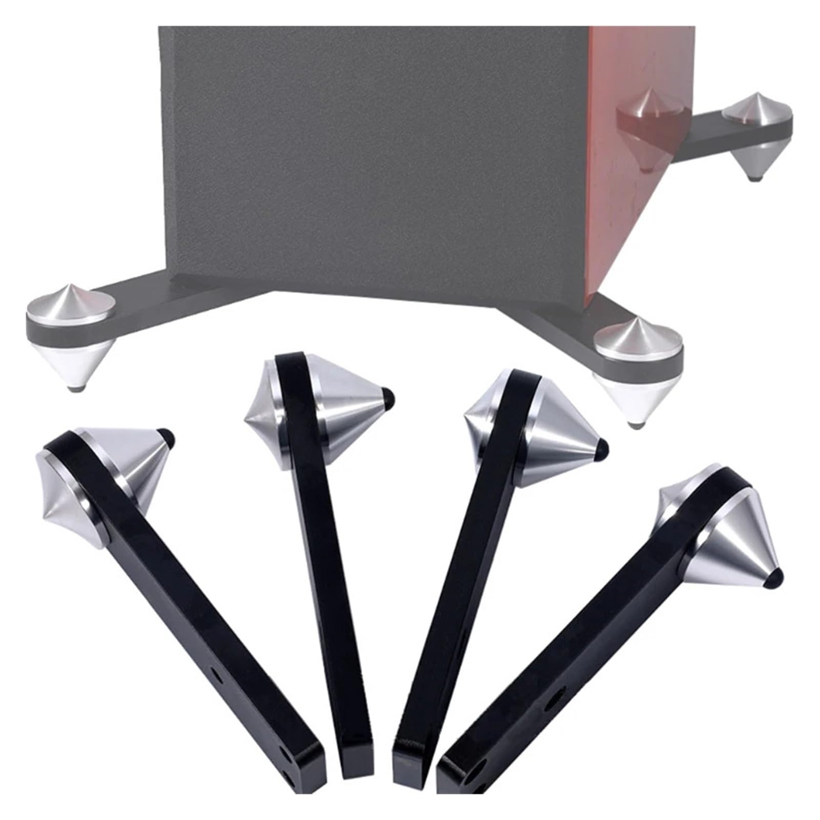 Inox SpeakerSpike Punta for altoparlante con supporto da 4 pezzi | Cuscinetti in alluminio da 39 mm di isolamento ammortizzante antiscivolo di ricambio