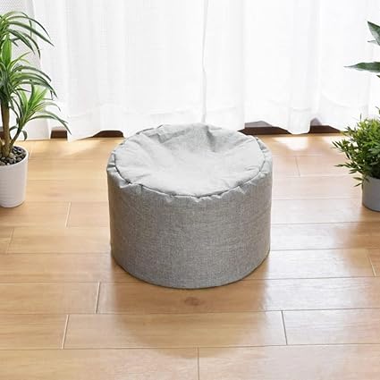 Amazon Co Jp Storepocket クッション ビーズクッション おしゃれ ビーズスツール 円形 約35r 25cm 麻混風 シンプル 継ぎ足し可 グレー ホーム キッチン