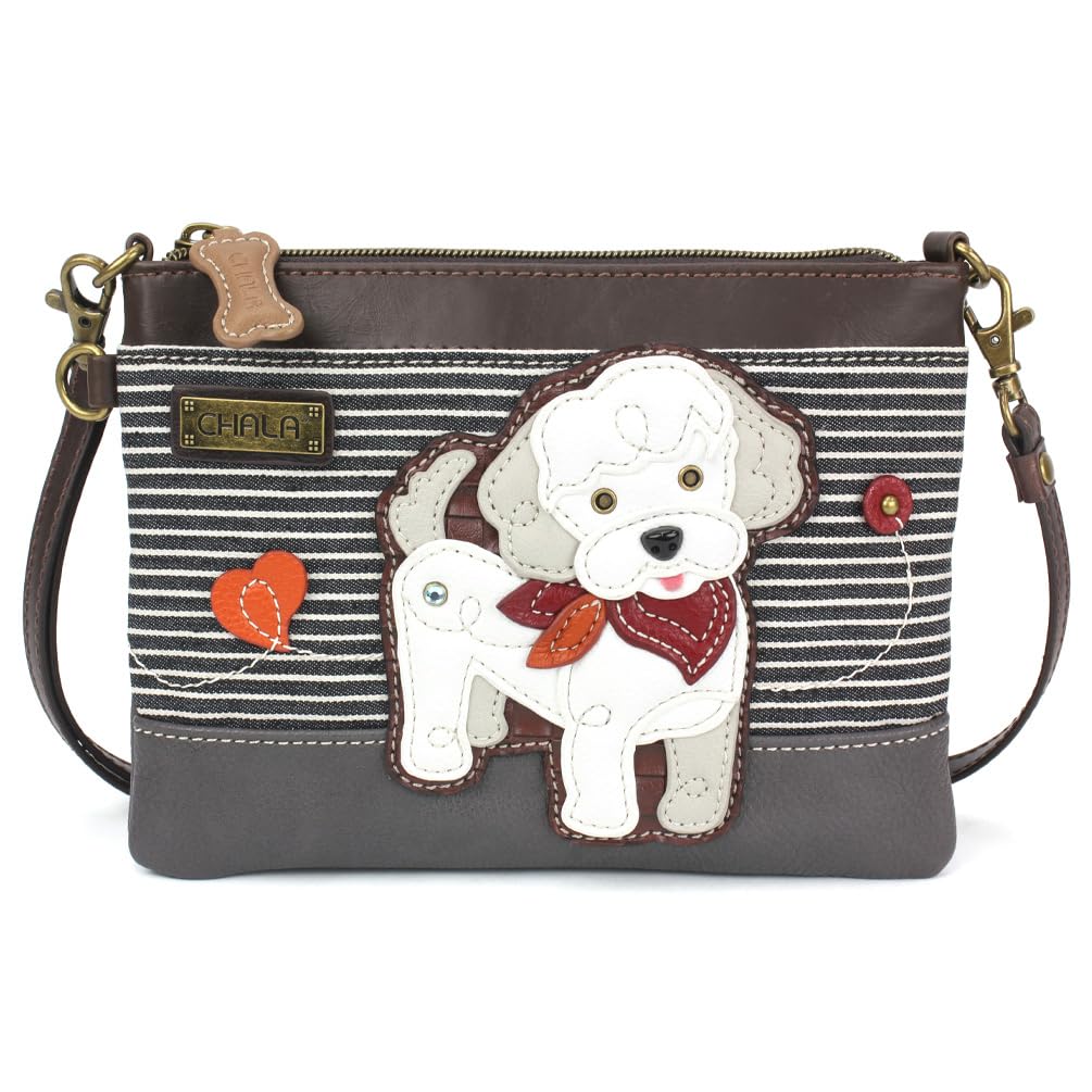 CHALA Mini Crossbody/Purse with Convertible Strap Stylish, Compact, Versatile - Poodle A - black stripe