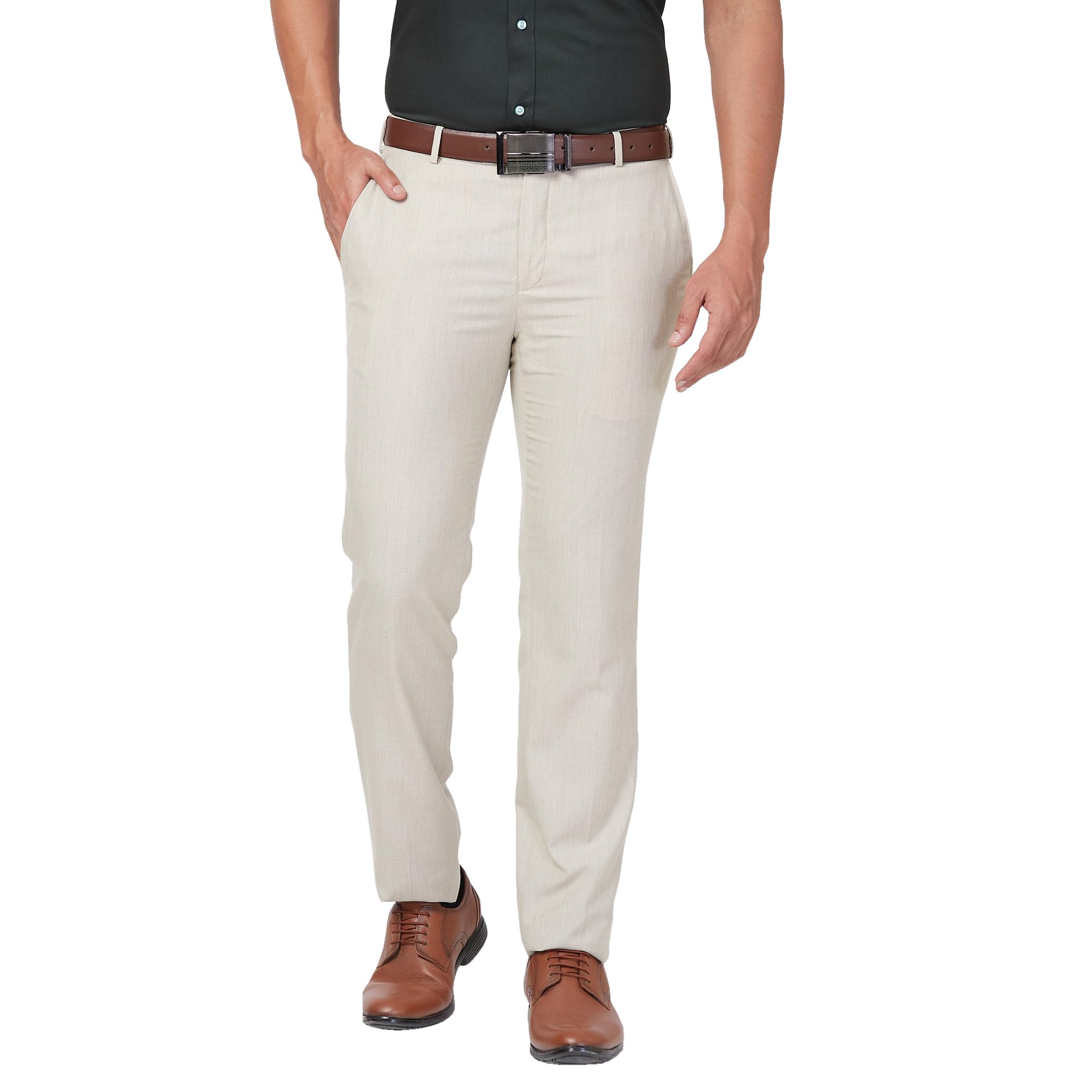 raymond Men's Slim Fit Mid Rise Structure Pattern Poly Viscose Blend Flat Front Formal Trouser-picture-51