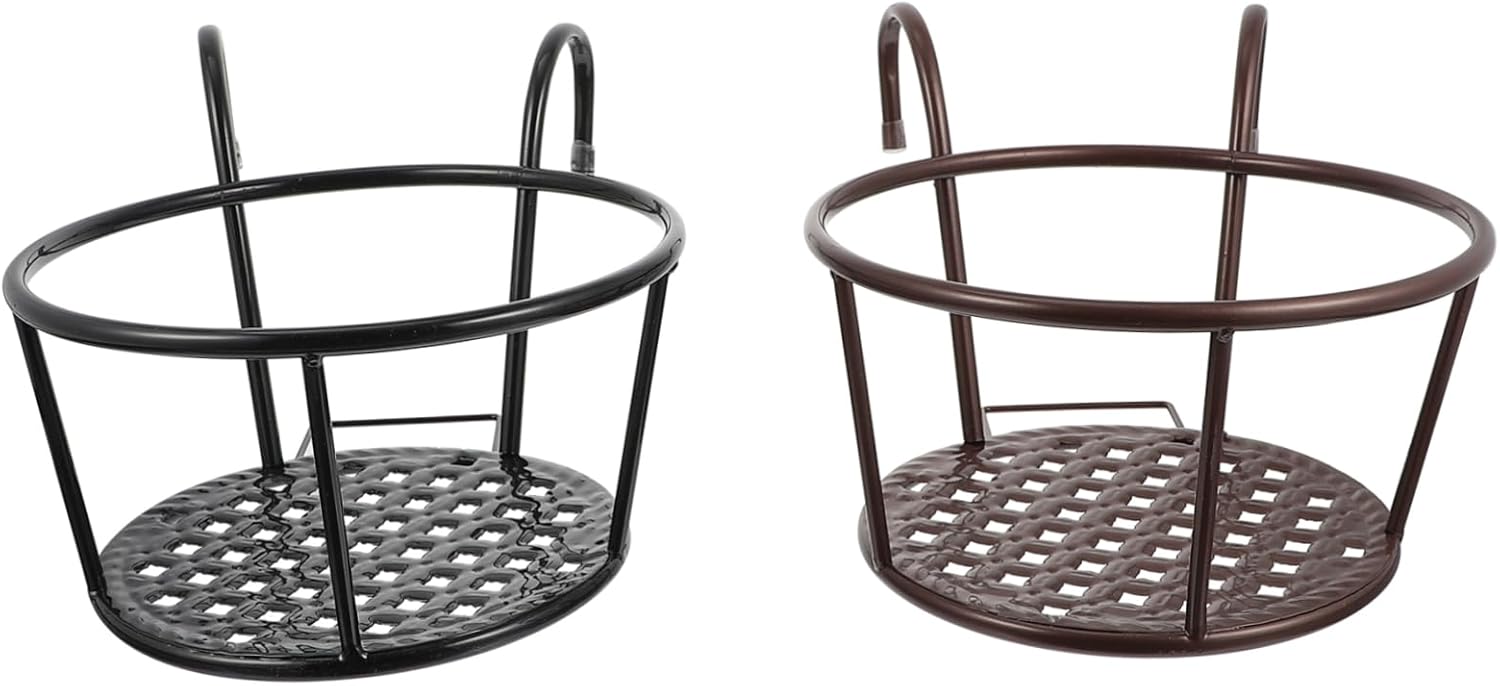 2pcs Hanging Flower Pots Planter Rack Balcony Railing Wall Hanging Flower Stands for Plant Decor Outdoor Plant Shelf