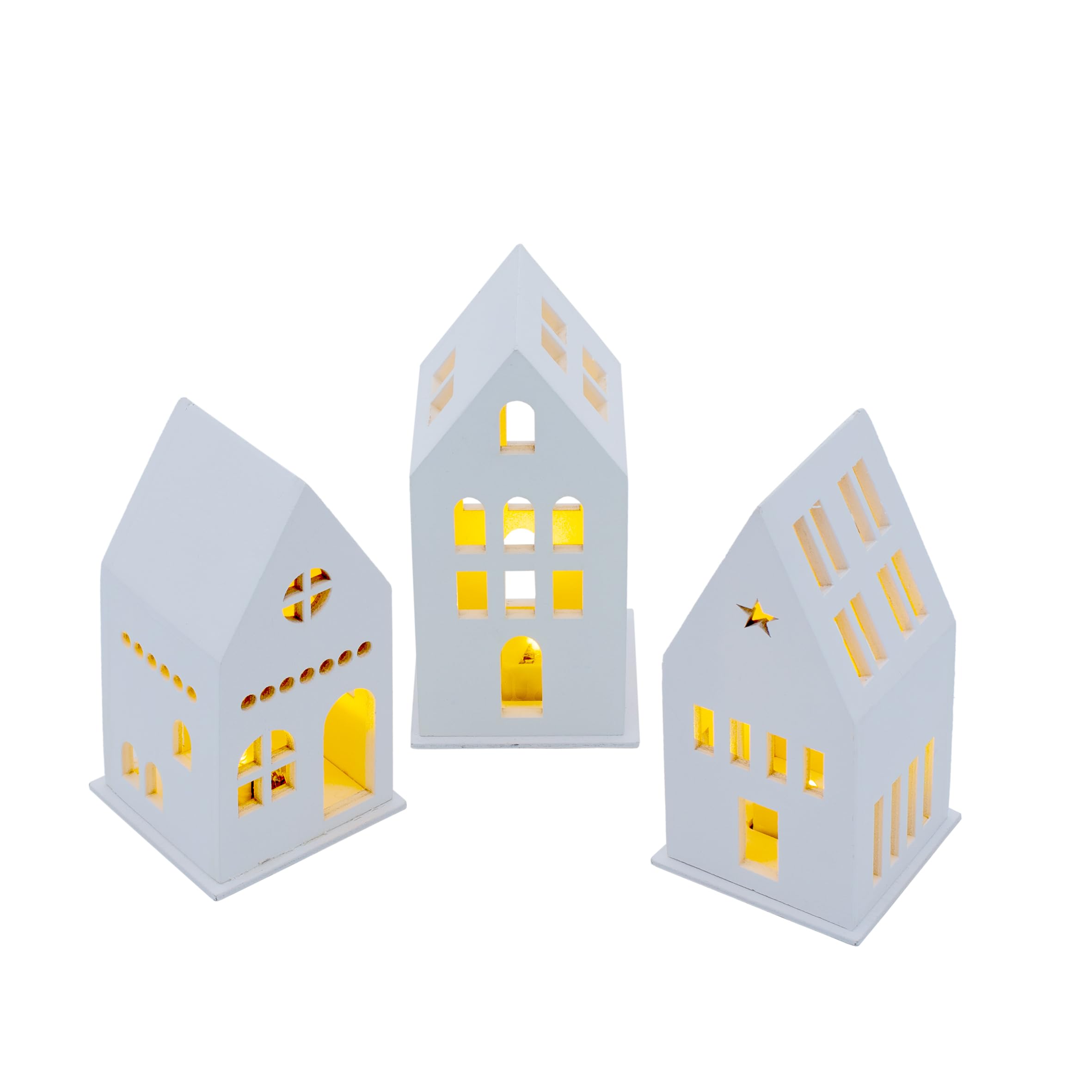 Houten Kerstdorp • Set 3 - Kersthuis Nr.4, 5 & 7 • Bouwpakket • Bouw je