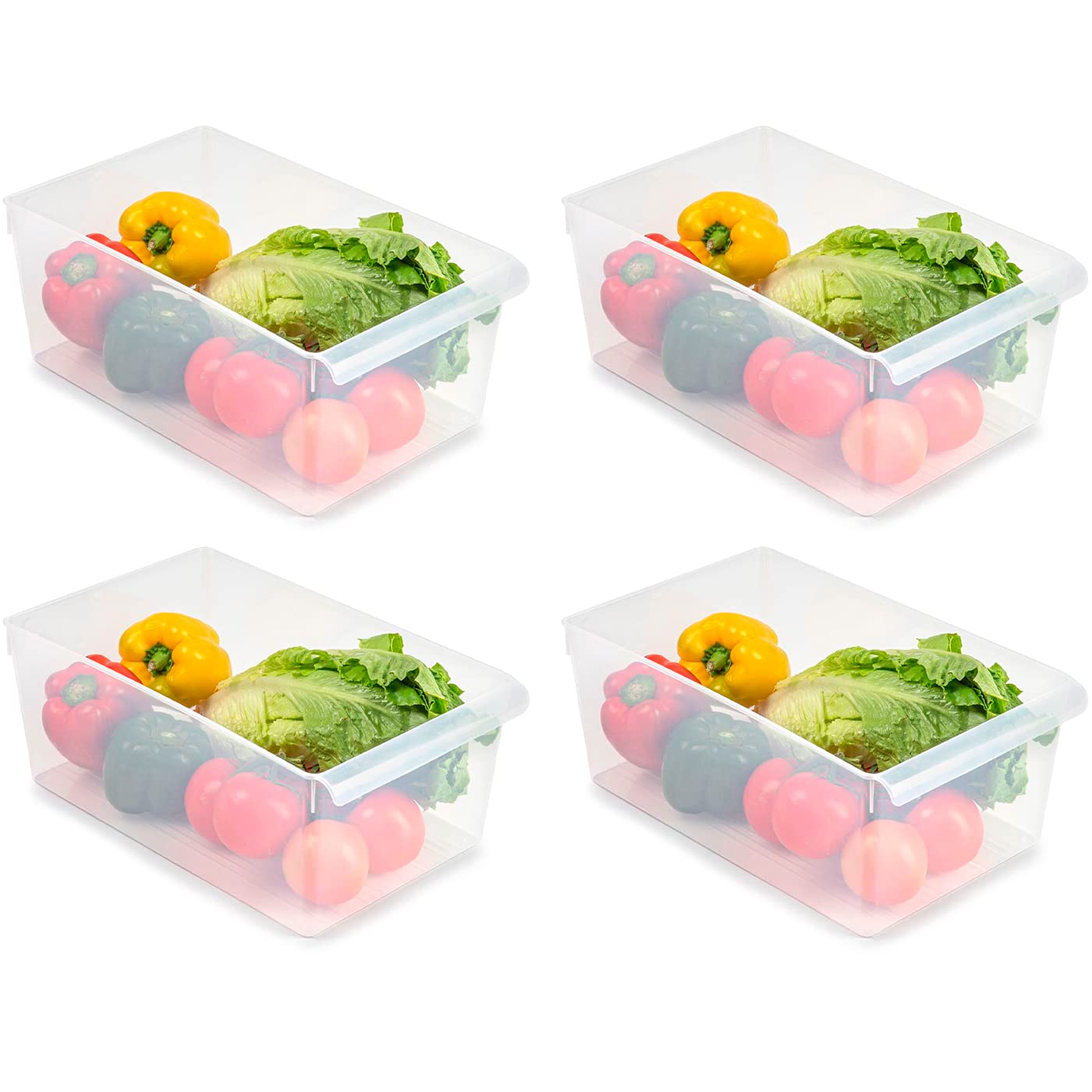 Acan Tradineur - Pack de 4 Cajones organizadores para frigorífico Nº 14 - Fabricado en Polipropileno - Recipiente de Polipropileno Transparente - 15 x 23 x 37 cm