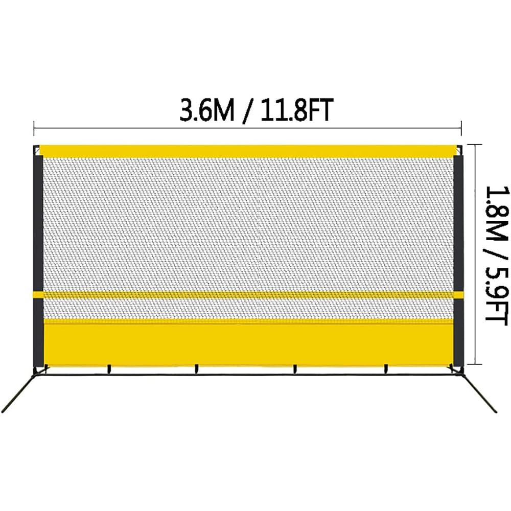 Tragbarer Tennisrebounder Net & Practice Wall 3.6x1,8m für Innen-/Outdoor -Training, Grundkämpfer, Rebound -Training