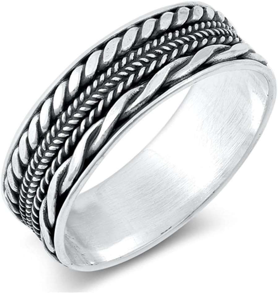 Bali Weave Braided Rope Thumb Ring New .925 Sterling Silver Band Sizes 8-13