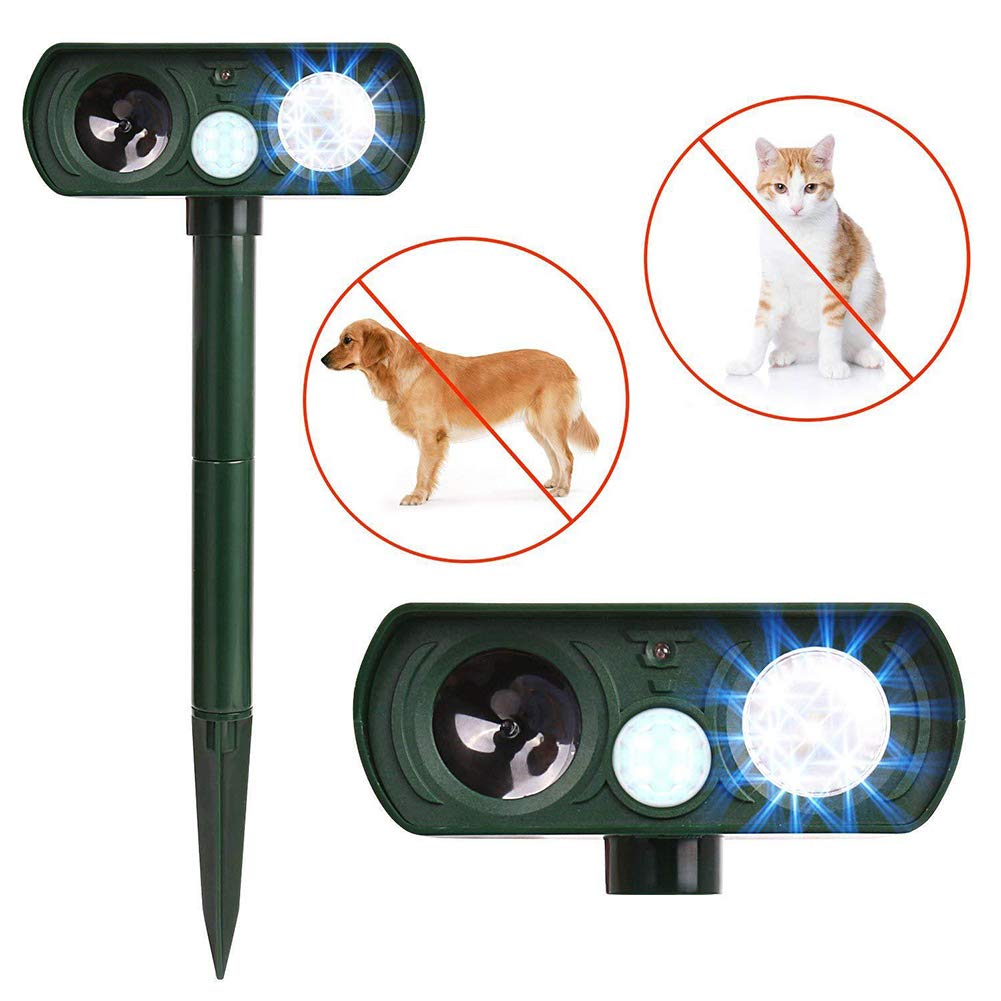 ERNZI Répulsif pour Chat, répulsif pour Animaux à énergie Solaire, dissuasif pour Animaux ultrasonique imperméable à l'eau, répulsif pour Animaux en Plein air pour Chats, Chiens, écureuils