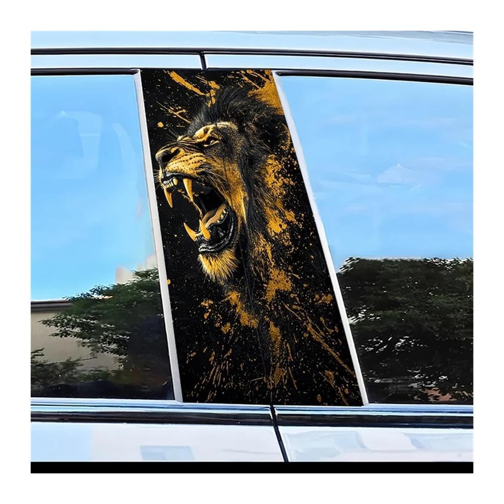 Body Parts 2pcs Car Center Pillar Stickers Roaring Lion Scratch Protection