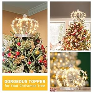 Peiduochristmasjeweledcrowntreetopperlightuptreetopperwith60warmwhitelightslargechristmastopperuniquewithmultifunctioncontrollermetalxmastopperdecorationsfortreeplugin Urban Country Home Decor Peiduo christmas jeweled crown tree topper light up tree topper with 60 warm white lights large christmas topper unique with multifunction controller metal xmas topper decorations for tree plug in urban country home decor