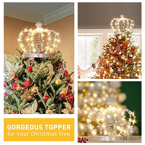 Peiduochristmasjeweledcrowntreetopperlightuptreetopperwith60warmwhitelightslargechristmastopperuniquewithmultifunctioncontrollermetalxmastopperdecorationsfortreeplugin Urban Country Home Decor Peiduo christmas jeweled crown tree topper light up tree topper with 60 warm white lights large christmas topper unique with multifunction controller metal xmas topper decorations for tree plug in urban country home decor