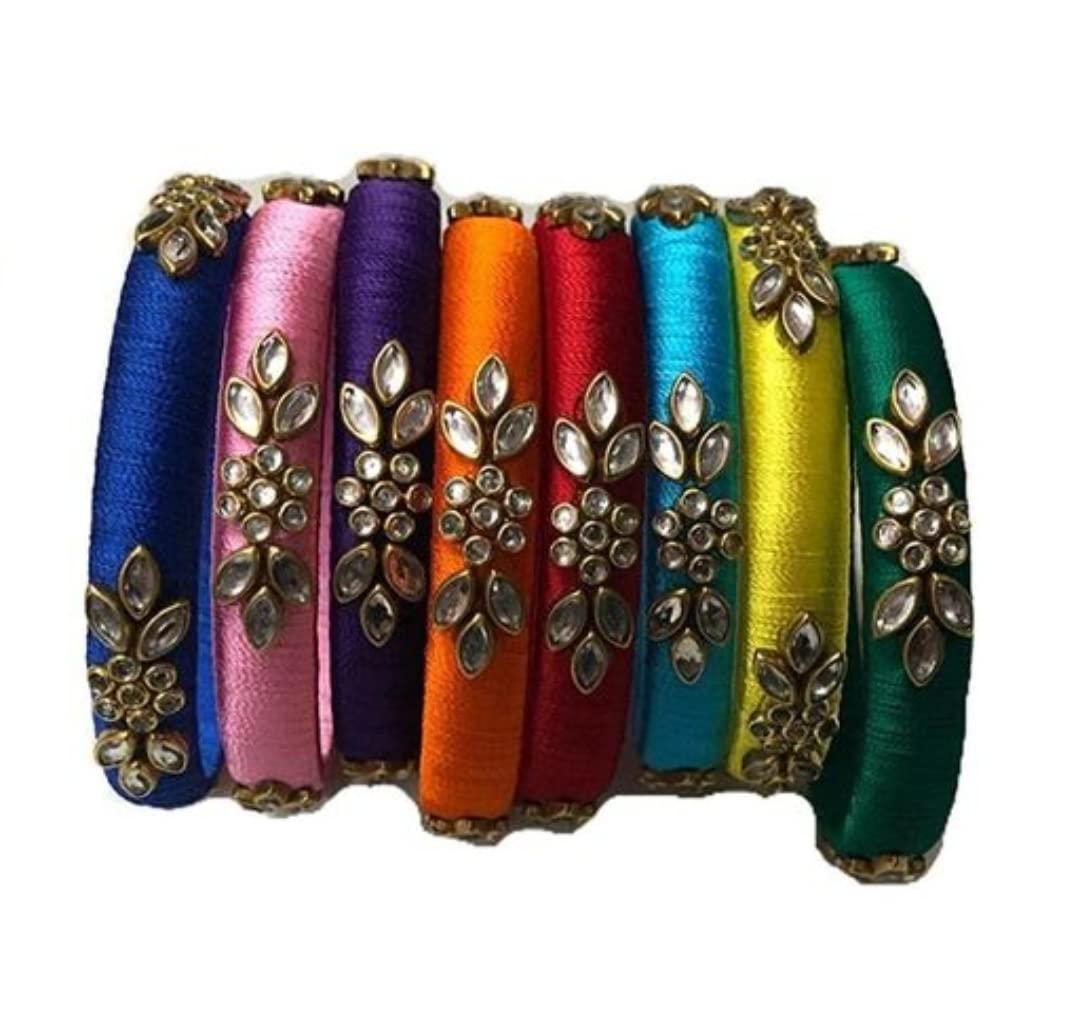 I.Z Creations Womens Multicolour Kundan Design Silk Thread Bangles (2.6) (B08JQPHX6F) Amazon Price History, Amazon Price Tracker