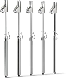 MEANLIN MEASURE Silver Double Straight Type Tire Pressure Gauge，Dual Head Air Pressure Gauge 5Pcs，Pressure Range 10-150 Psi(Suitable for Trucks, etc.）
