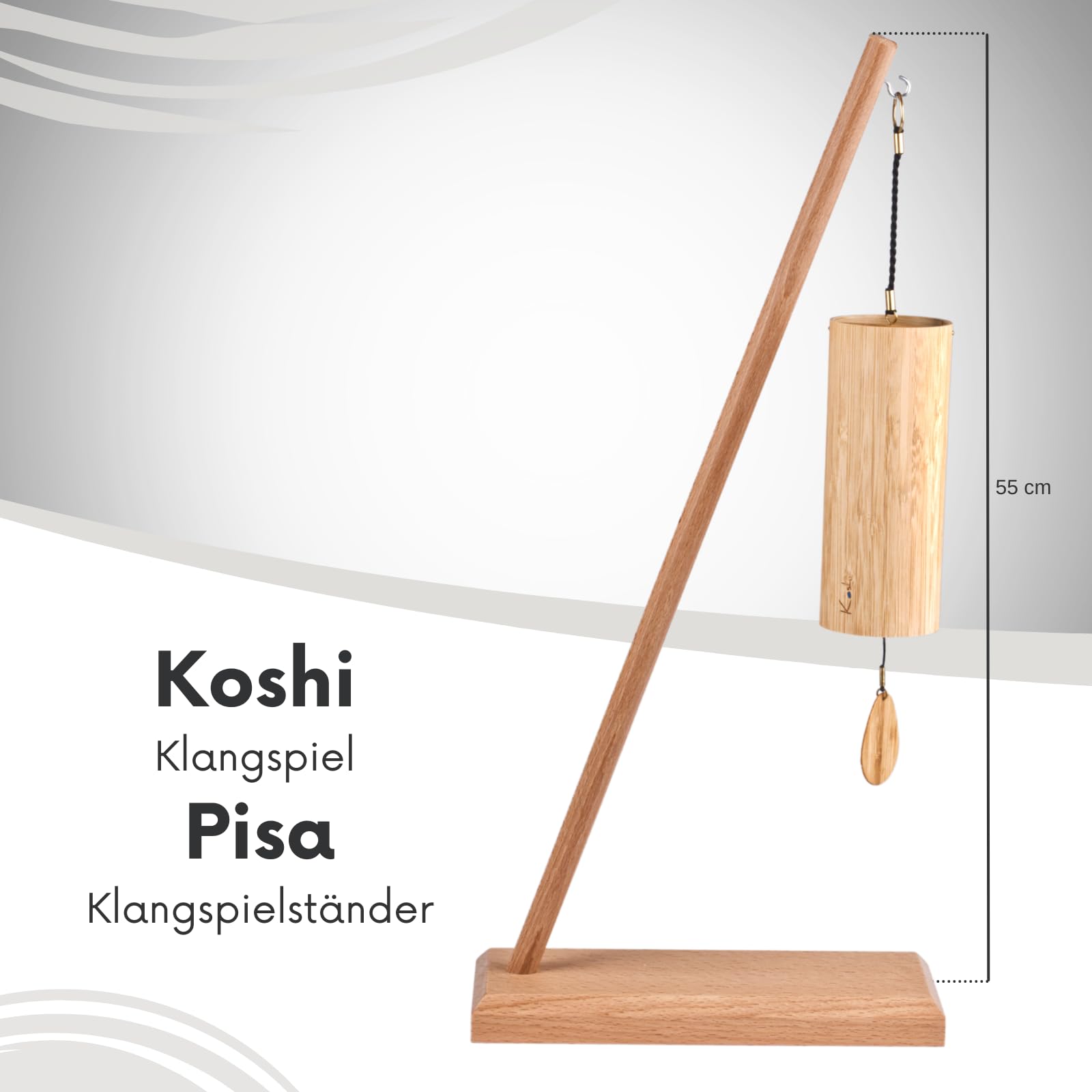 Koshi Klangspiel Ignis - Feuer mit Ständer Pisa - Klangspielständer Für Klangtherapie Yoga Und Entspannung
