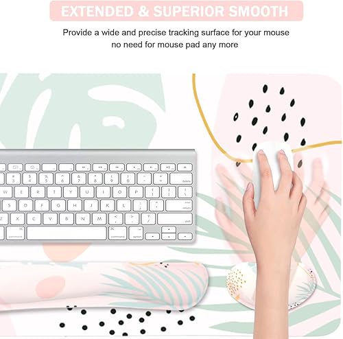 Miniatura 5 de Juego de alfombrillas de teclado y mouse, alfombrilla de mouse extendida + soporte de reposamuñecas para teclado, espuma viscoelástica ergonómica