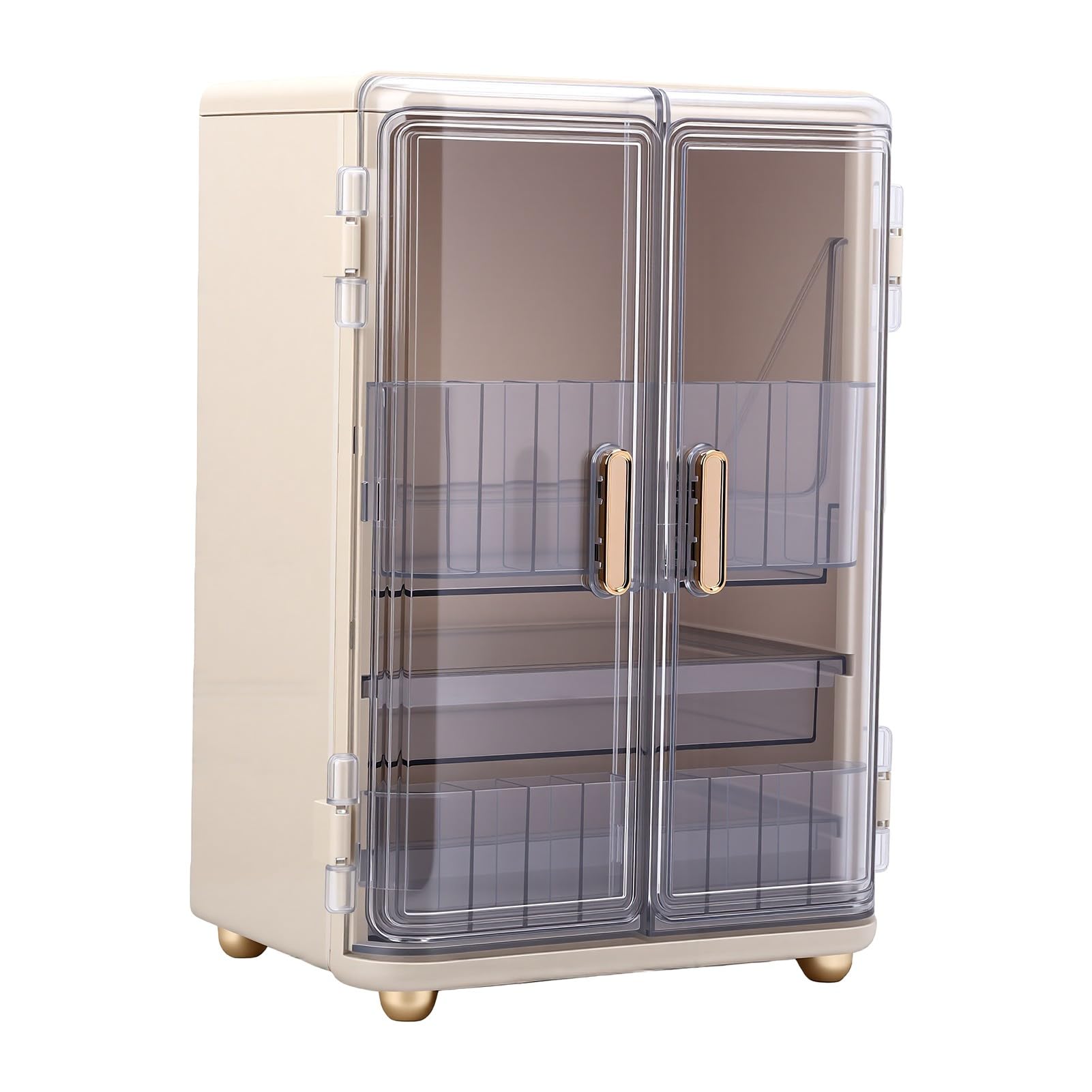 Generic Organizer do Pielęgnacji Skóry Przezroczyste, 3-poziomowe Pudełko do Przechowywania Kosmetyków z Gładkimi Szufladami Komody łazienkowej 15,4 * 10,9 * 8,5 Cala