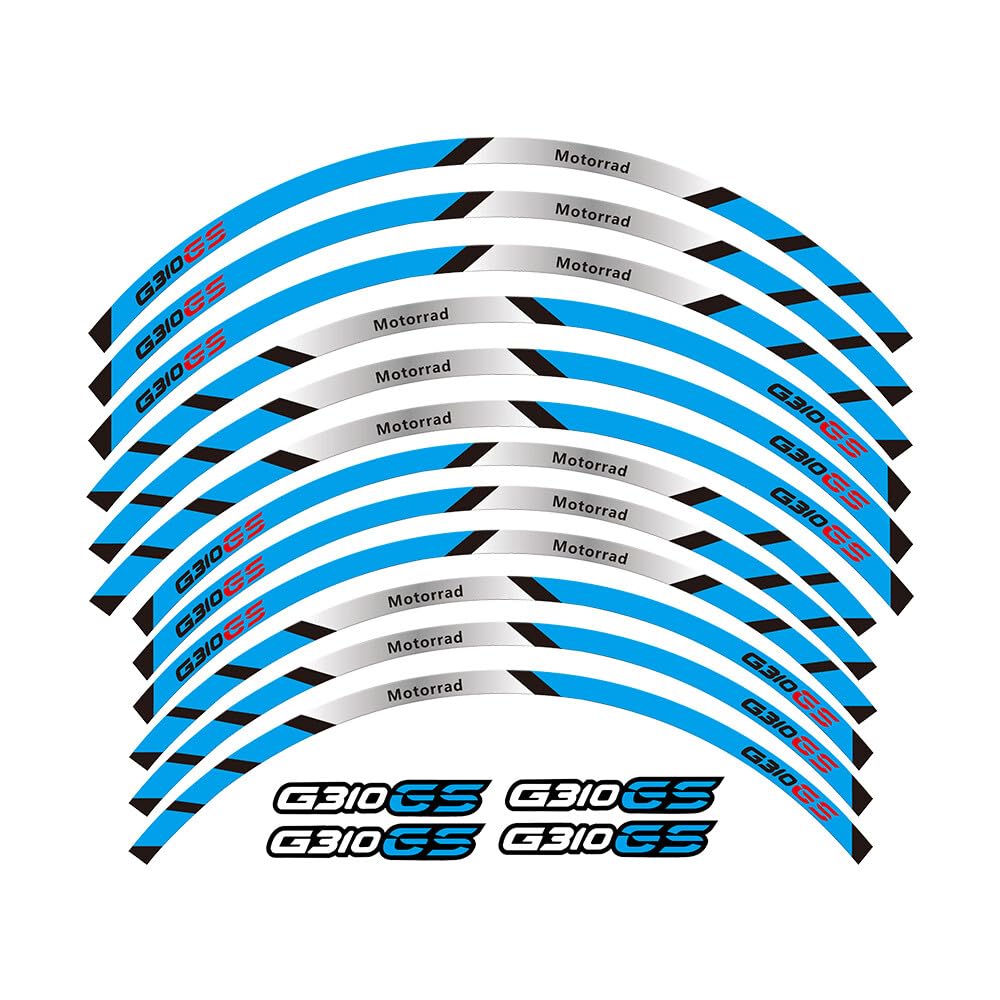 For BMW G310GS Motorcycles Accessories Thick Edge Outer Front and Rear Rim Wheel Reflective Decal Sticker Magnet Strip Tape (Blue,16)