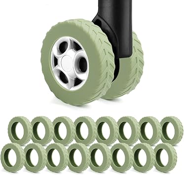 UMUST 16Pcs Luggage Wheel Covers,Silicone Cover for 2-2.4 Suitcase Spinner Wheel, Upgrade Carry On Luggage Wheels Protector,Essential Travel Accessories Green