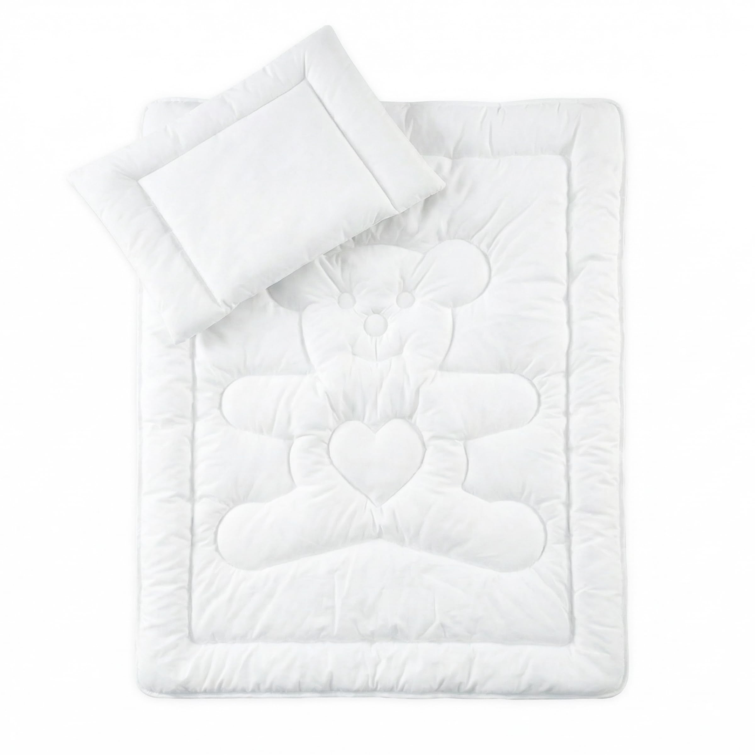 Baby Comfort White Quilted Duvet & Pillow Filling Set Bear Design 12M+ (80X70 Cm)