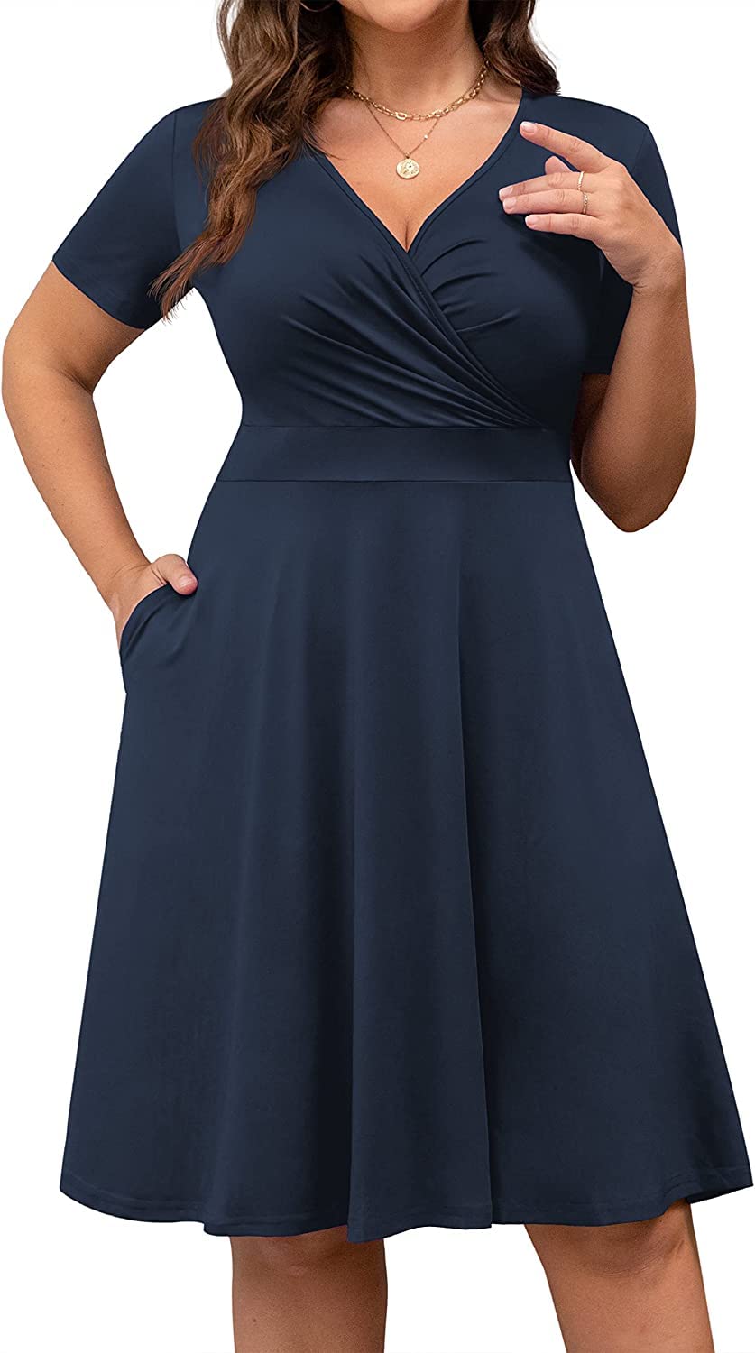 TASHVIKA’S Women’s Plus Size Wrap V-Neck Skater Dress TASHVIKA’S Women’s Plus Size Wrap V-Neck Skater Dress