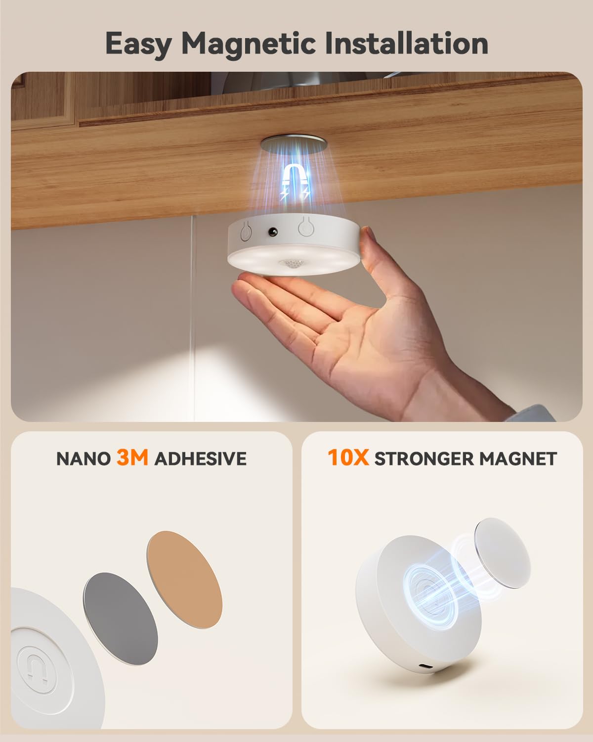 Unterschrankleuchte, Wiederaufladbare Bewegungsmelder Lichter mit Fernbedienung, 3 Farbzeiten und 12 RGB LED Lichter Batteriebetrieben, Dimmbare Magnetische Lichter für unter