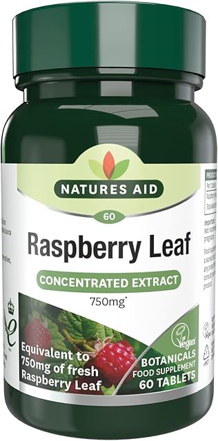 Natures Aid Raspberry Leaf, High Potency, Equivalent to 750 mg Dried Raspberry Leaf, Vegan, 60 Tablets