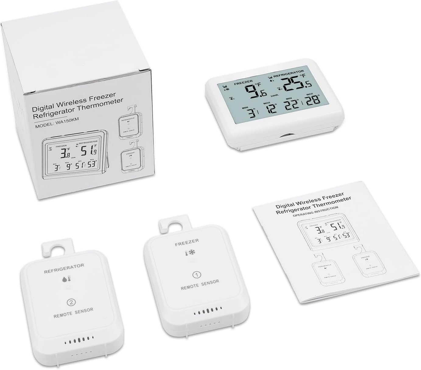 Contents of the AMIR Wireless Refrigerator Thermometer package