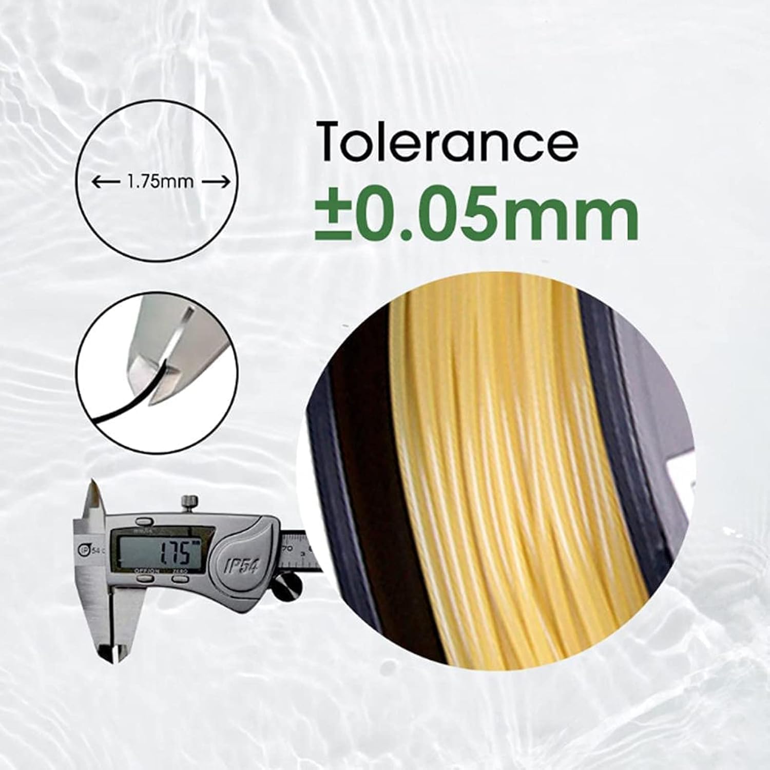 Wasserlösliches PVA-Filament 1,75 mm, 3D-Druckerfilament PVA, 0,5-kg-Spule, 3D-Druckfilament für 3D-Drucker, Stützmaterialien für 3D-Drucker, Natur
