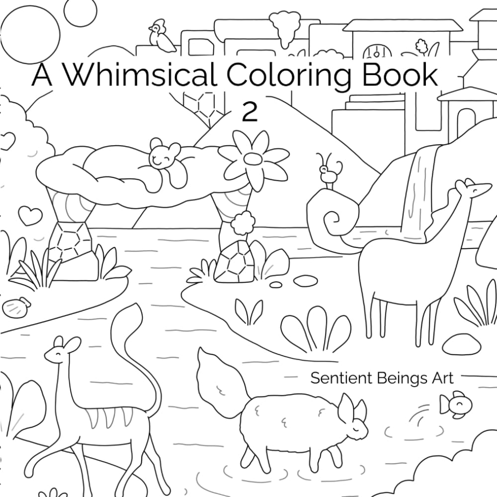 A Whimsical Coloring Book 2: 50 Hand-Drawn Illustrations of Fantasy Worlds and Magical Beings