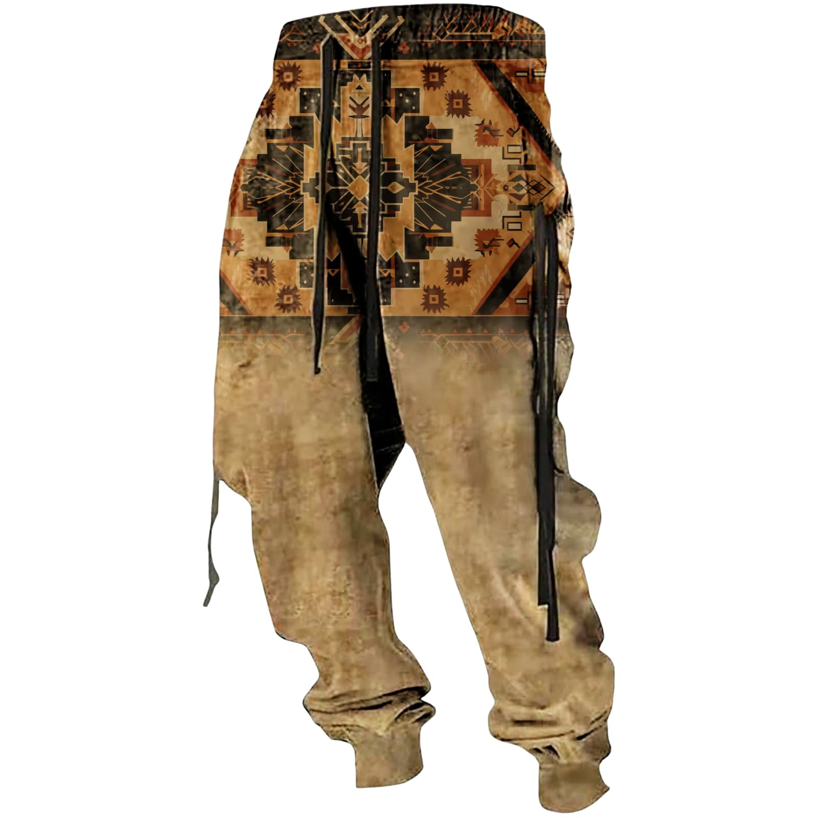 LOAIHA Native American Pants Aztec Cowboy Ethnic Graphic Sweatpants Men Drawstring Hippie Western Jogging Workout Trousers
