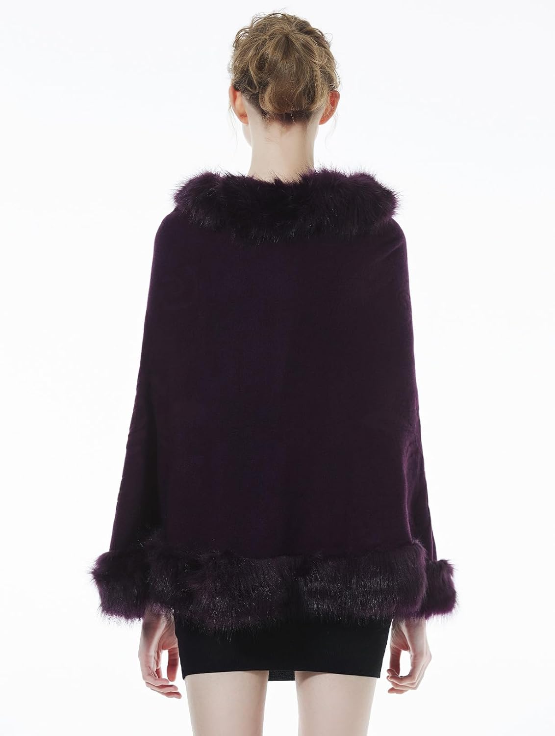 BEAUTELICATE Faux Fur Shawl Wrap Stole Shrug Bridal Winter Wedding with Hook - Image 3